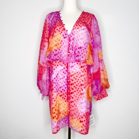 ASOS Printed Button Front Long Sleeve Dress Size 12 NWT - Picture 1 of 12